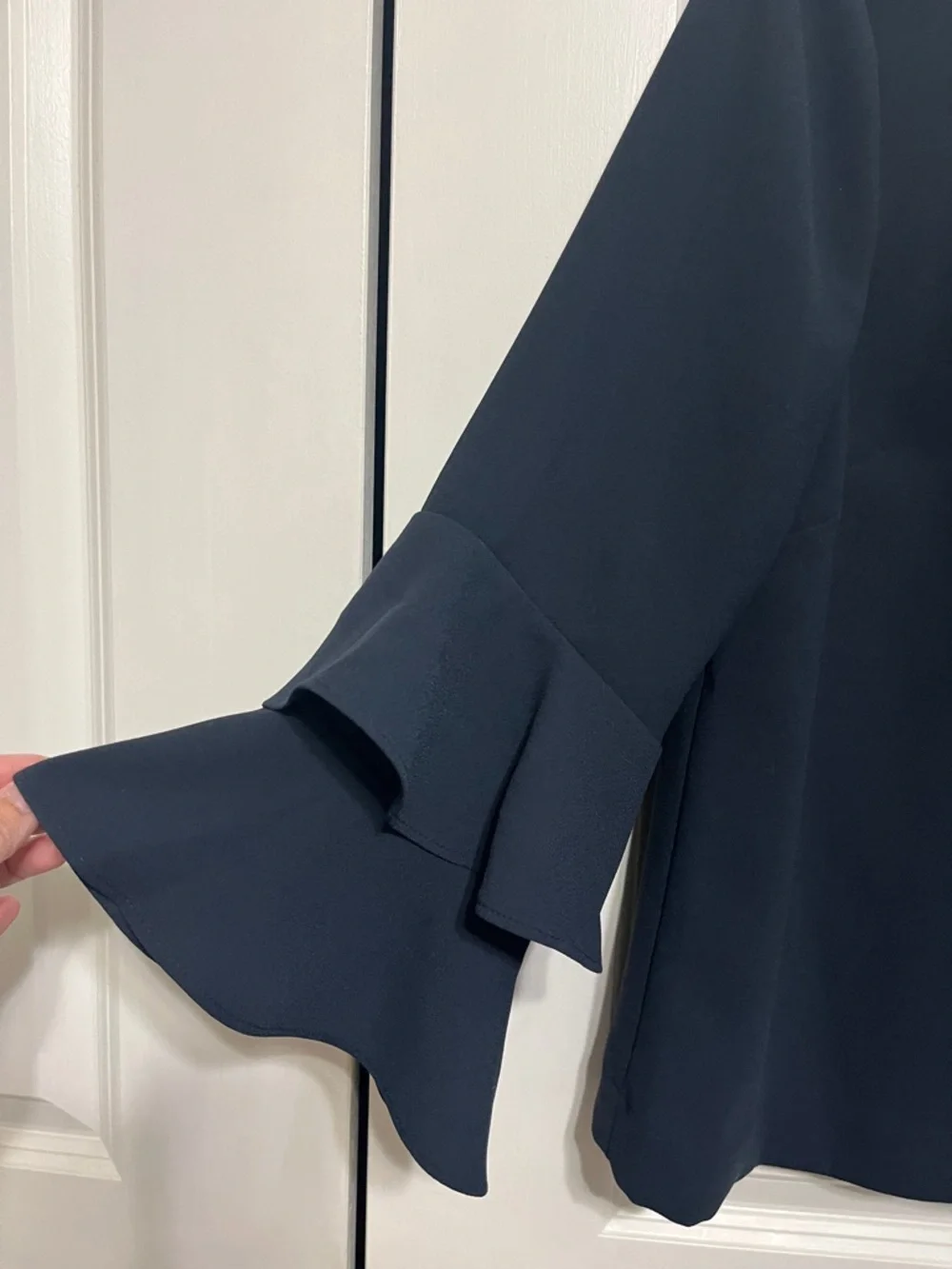J. Crew Navy Tiered Bell Sleeve Blouse Size 8